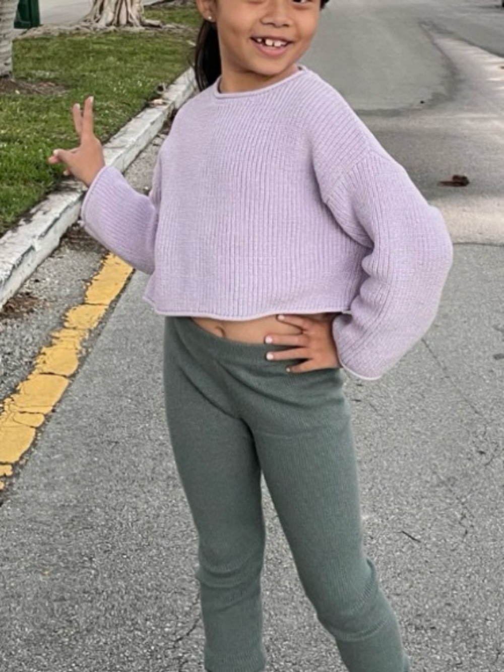 Zara kids, knotted crop sweater Lilac color size 8-9